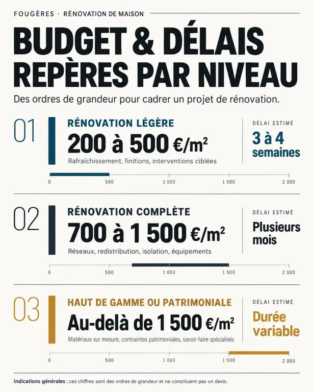 Budget et délais d’une rénovation de maison à Fougères selon le type de travaux
