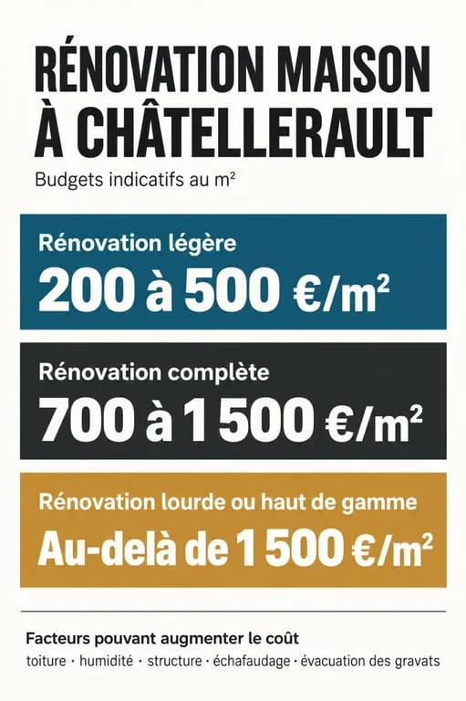 Rénovation maison Châtellerault : budgets indicatifs selon le type de travaux