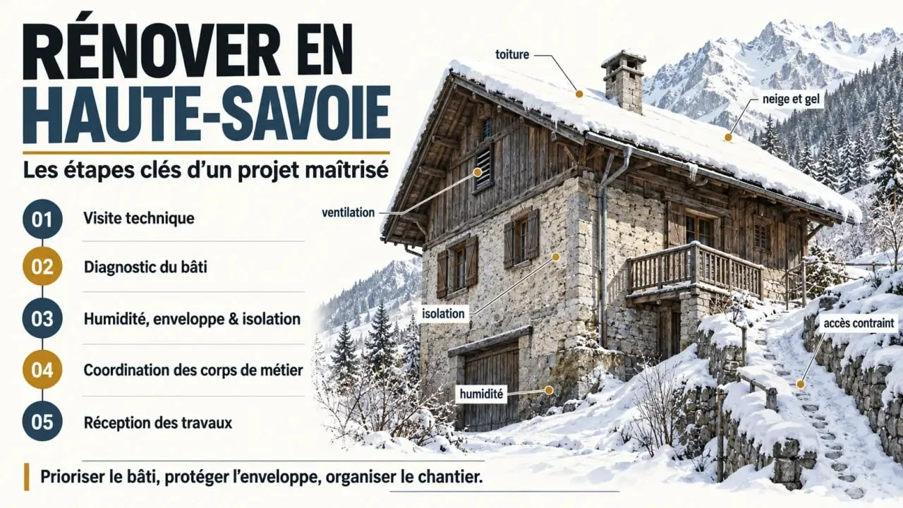 Étapes clés d’une rénovation de maison en Haute-Savoie, du diagnostic à la réception des travaux